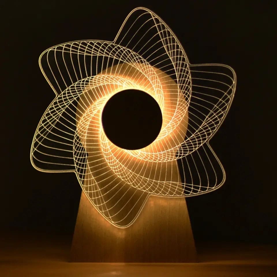 3D Windmill Night Light, Wooden Rotating Music Box, Wooden Ferris Wheel Table Lamp, Visual Illusion Optical Light 3D Windmill Night Light, Wooden Rotating Music Box, Wooden Ferris Wheel Table Lamp, Visual Illusion Optical Light